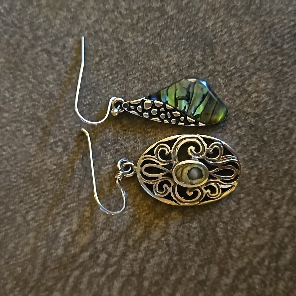 Mismatched Abalone Shell Dangle Hook Mermaidcore … - image 3